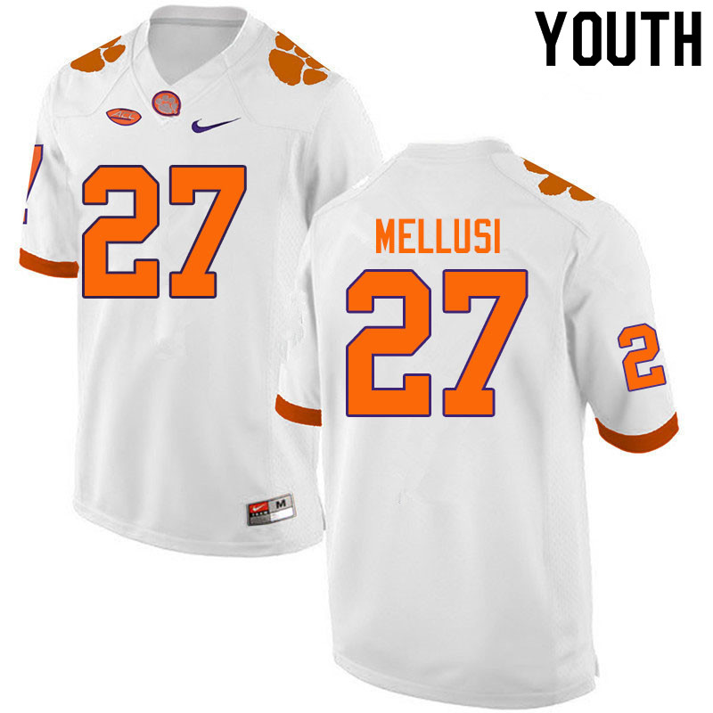 Youth #27 Chez Mellusi Clemson Tigers College Football Jerseys Sale-White